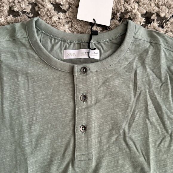 ZARA Kids | Aquamarine | HENLEY T-SHIRT - Picture 4 of 4